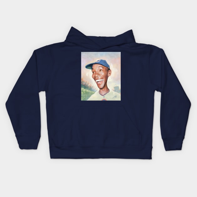 Ernie Banks Kids Hoodie by JamesBennettArt